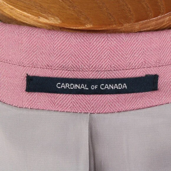 Cardinal of Canada NWT Wool / Silk Sport Coat Size 46R US In Pink Herringbone